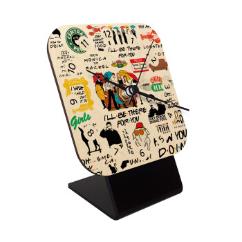 Friends, Quartz Table clock in natural wood (10cm)