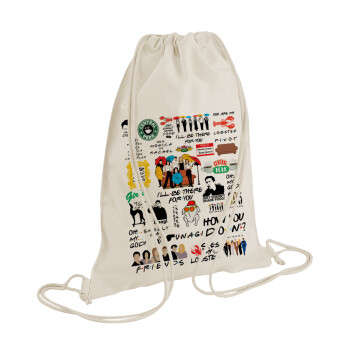 Friends, Backpack bag GYMBAG natural (28x40cm)