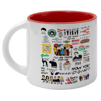 Friends, Κούπα κεραμική 400ml Λευκή/Κόκκινη