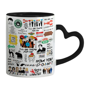 Friends, Mug heart black handle, ceramic, 330ml