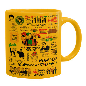 Friends, Ceramic coffee mug yellow, 330ml (1pcs)