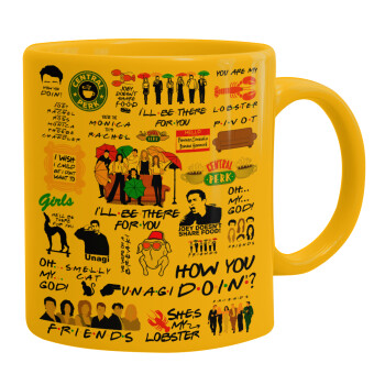 Friends, Ceramic coffee mug yellow, 330ml