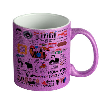 Friends, Κούπα Μωβ Glitter που γυαλίζει, κεραμική, 330ml