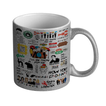 Friends, Κούπα Ασημένια Glitter που γυαλίζει, κεραμική, 330ml