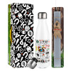 Easter candle, metallic white thermos bottle (500ml) & aromatic flat candle (30cm) (GRAY)