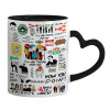 Mug heart black handle, ceramic, 330ml