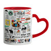 Mug heart red handle, ceramic, 330ml