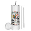 Tumbler stainless steel 600ml, with metal straw & cleaning brush