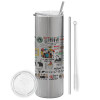 Tumbler stainless steel Silver 600ml, with metal straw & cleaning brush