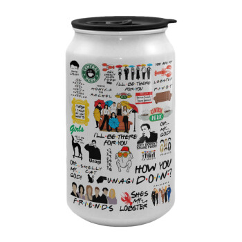 Friends, Κούπα ταξιδιού μεταλλική με καπάκι (tin-can) 500ml