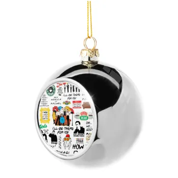 Friends, Silver 8cm Christmas tree ball ornament