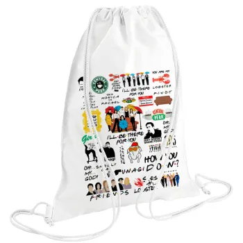 Friends, Τσάντα πλάτης πουγκί GYMBAG λευκή (28x40cm)