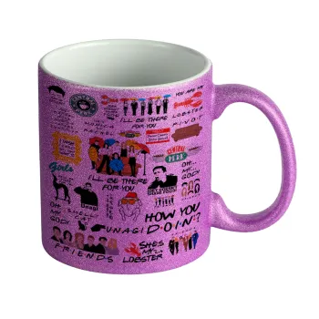 Friends, Κούπα Μωβ Glitter που γυαλίζει, κεραμική, 330ml