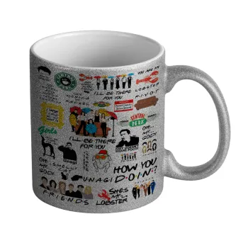 Friends, Κούπα Ασημένια Glitter που γυαλίζει, κεραμική, 330ml