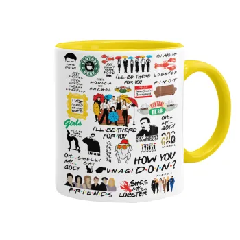 Friends, Κούπα χρωματιστή κίτρινη, κεραμική, 330ml