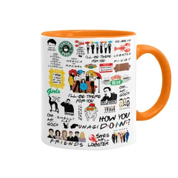 Friends, Κούπα χρωματιστή πορτοκαλί, κεραμική, 330ml
