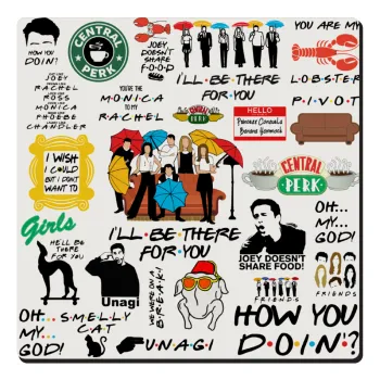 Friends, Τετράγωνο μαγνητάκι ξύλινο 6x6cm