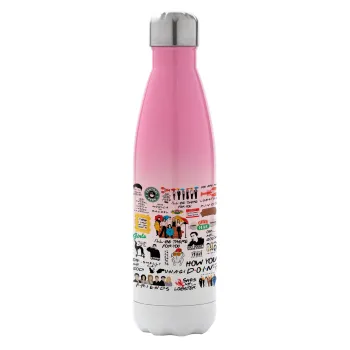 Friends, Metal mug thermos Pink/White (Stainless steel), double wall, 500ml