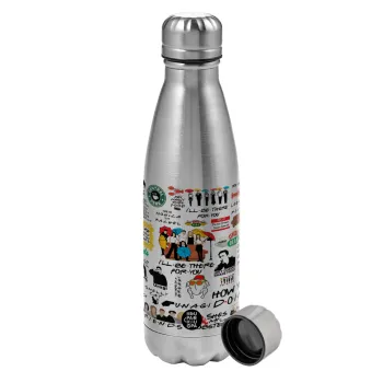 Friends, Metallic water bottle, stainless steel, 750ml