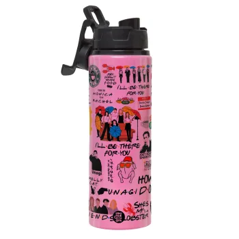 Friends, Μεταλλικό παγούρι νερού με καπάκι ασφαλείας, αλουμινίου 850ml