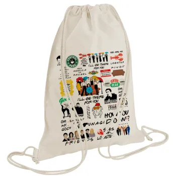 Friends, Τσάντα πλάτης πουγκί GYMBAG natural (28x40cm)