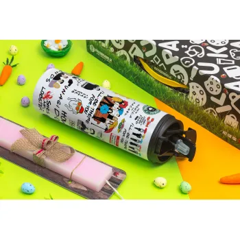 Friends, Πασχαλινή Λαμπάδα με Travel Tumbler θερμό με διπλό καπάκι (600ml, BPA free) & κερί αρωματικό πλακέ (30cm) (ΡΟΖ)