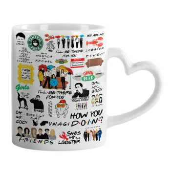 Friends, Mug heart handle, ceramic, 330ml