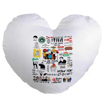 Friends, Μαξιλάρι καναπέ καρδιά 40x40cm περιέχεται το  γέμισμα