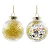Transparent Christmas tree ball ornament with gold filling 8cm