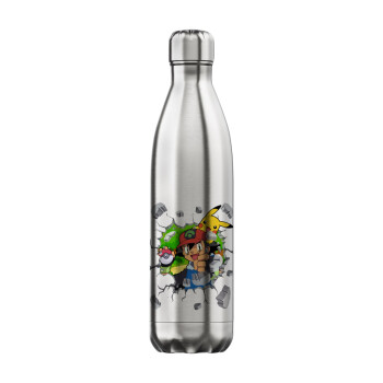 Pokemon brick, Μεταλλικό παγούρι θερμός Inox (Stainless steel), διπλού τοιχώματος, 750ml