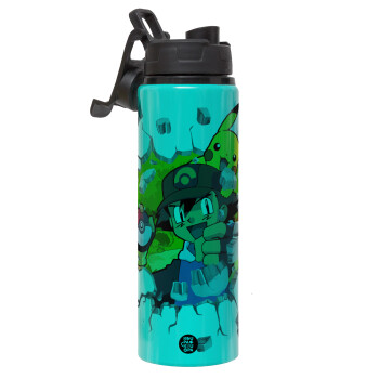 Pokemon brick, Metallic water bottle with safety lid, 850ml aluminum