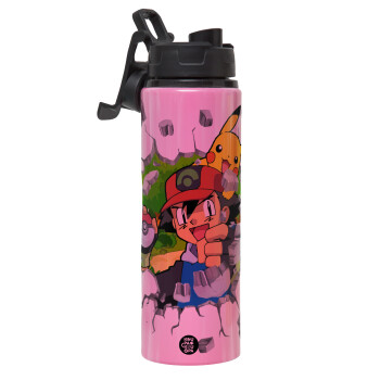 Pokemon brick, Metallic water bottle with safety lid, 850ml aluminum