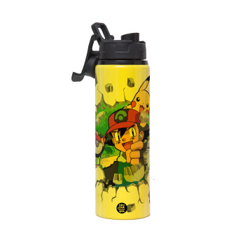 Pokemon brick, Metallic water bottle with safety lid, 850ml aluminum
