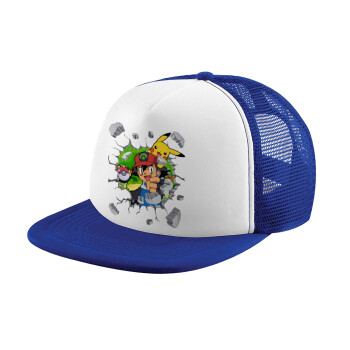Pokemon brick, Καπέλο Soft Trucker με Δίχτυ Blue/White 