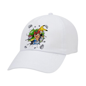 Pokemon brick, Καπέλο ενηλίκων Jockey Λευκό (snapback, 5-φύλλο, unisex)