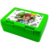 Pokemon brick, Παιδικό δοχείο κολατσιού ΠΡΑΣΙΝΟ 185x128x65mm (BPA free πλαστικό)