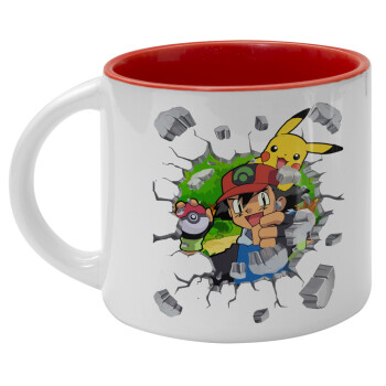 Pokemon brick, Κούπα κεραμική 400ml Λευκή/Κόκκινη