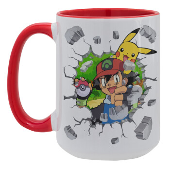 Pokemon brick, Κούπα Mega 15oz, κεραμική Κόκκινη, 450ml