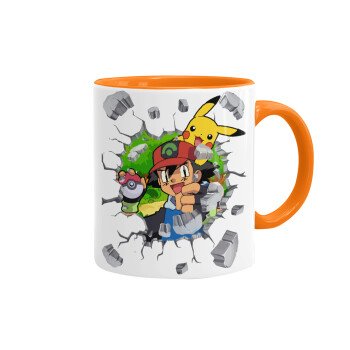 Pokemon brick, Mug colored orange, ceramic, 330ml