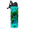 Metallic water bottle with safety lid, 850ml aluminum