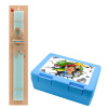 Easter Set, children's snack container BLUE & Easter aromatic flat candle (30cm) (TURQUOISE)