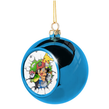 Pokemon brick, Χριστουγεννιάτικη μπάλα δένδρου Μπλε 8cm