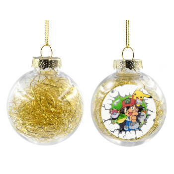 Pokemon brick, Transparent Christmas tree ball ornament with gold filling 8cm