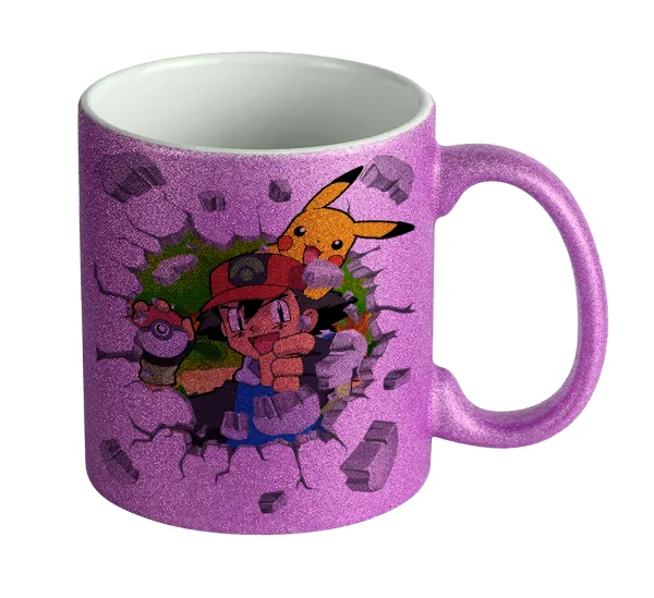 Pokemon brick — Κούπα Μωβ Glitter που γυαλίζει, κεραμική, 330ml