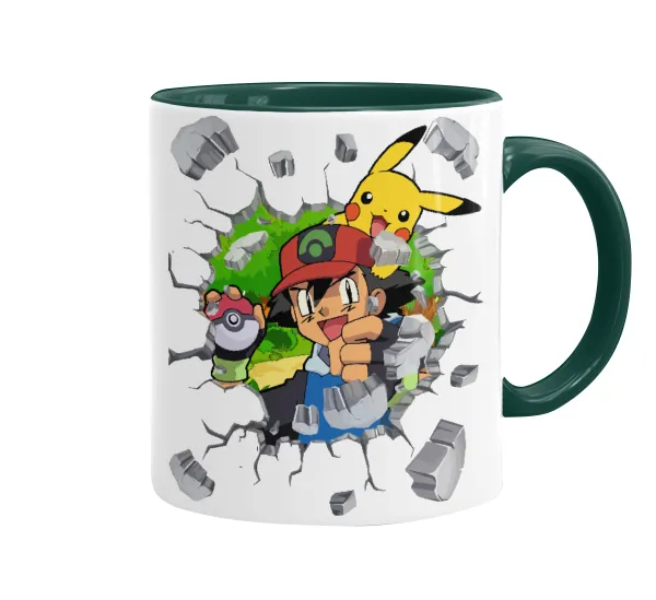 Pokemon brick — Κούπα χρωματιστή πράσινη, κεραμική, 330ml
