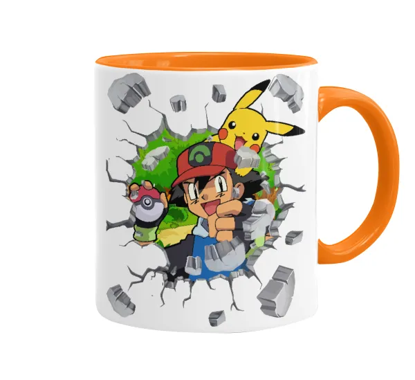 Pokemon brick — Κούπα χρωματιστή πορτοκαλί, κεραμική, 330ml