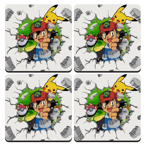 Pokemon brick — Σουβέρ ξύλινα τετράγωνα (9cm)