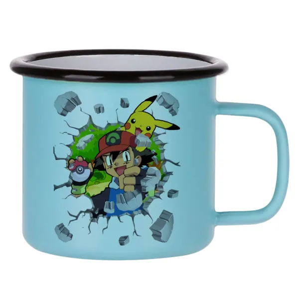 Pokemon brick — Κούπα Μεταλλική εμαγιέ ΜΑΤ σιέλ 360ml