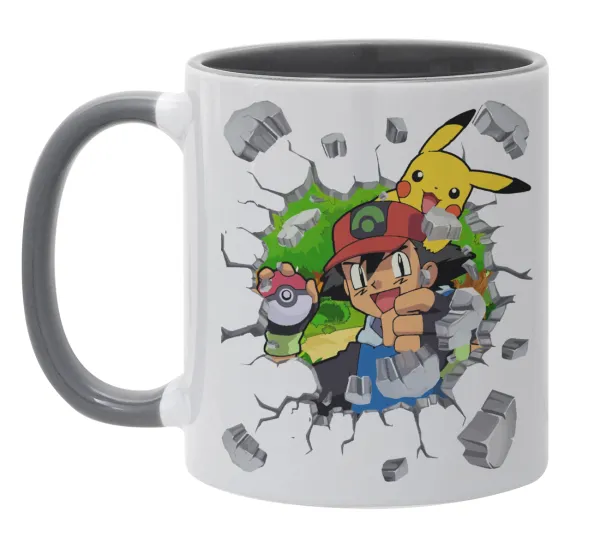 Pokemon brick — Κούπα χρωματιστή γκρι, κεραμική, 330ml
