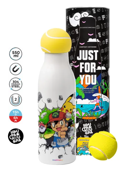 Pokemon brick — Tennis ball Metal mug thermos White, double wall, 550ml